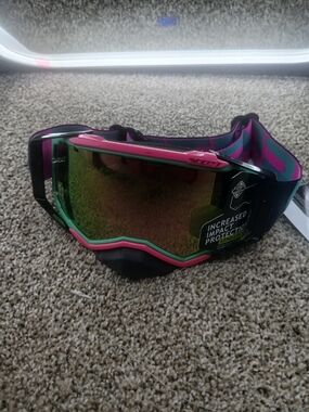 Smith Snow Goggle - Pink and Teal Frame with Mirrored Lens